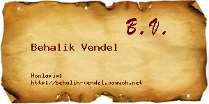 Behalik Vendel névjegykártya